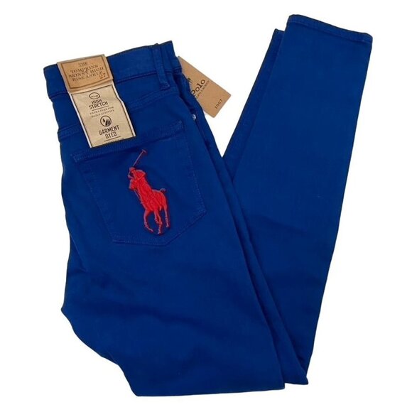 Polo Ralph Lauren Sz 27 Tompkins High-Rise Skinny Ankle Royal Blue Pony - Picture 9 of 11
